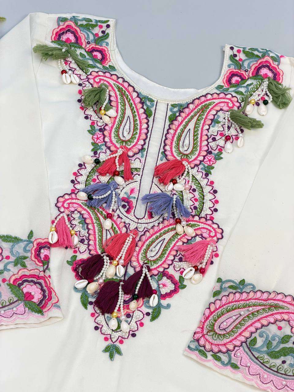 SRK 5348 Georgette Beautiful Embroidery Designer Farshi Suit — Wholesale Readymade Suit, Vardan Ethnic wholesale from Surat — view 6