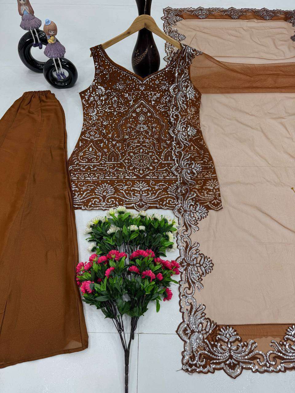 ST 203 Georgette Heavy Gorgeous Designer Readymade Suit — Wholesale Readymade Suit, Vardan Ethnic wholesale from Surat — view 8