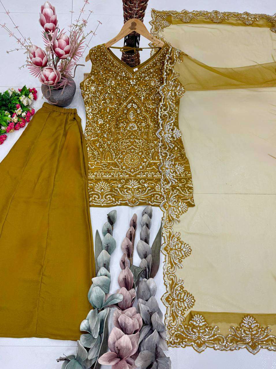 ST 203 Georgette Heavy Gorgeous Designer Readymade Suit — Wholesale Readymade Suit, Vardan Ethnic wholesale from Surat — view 14