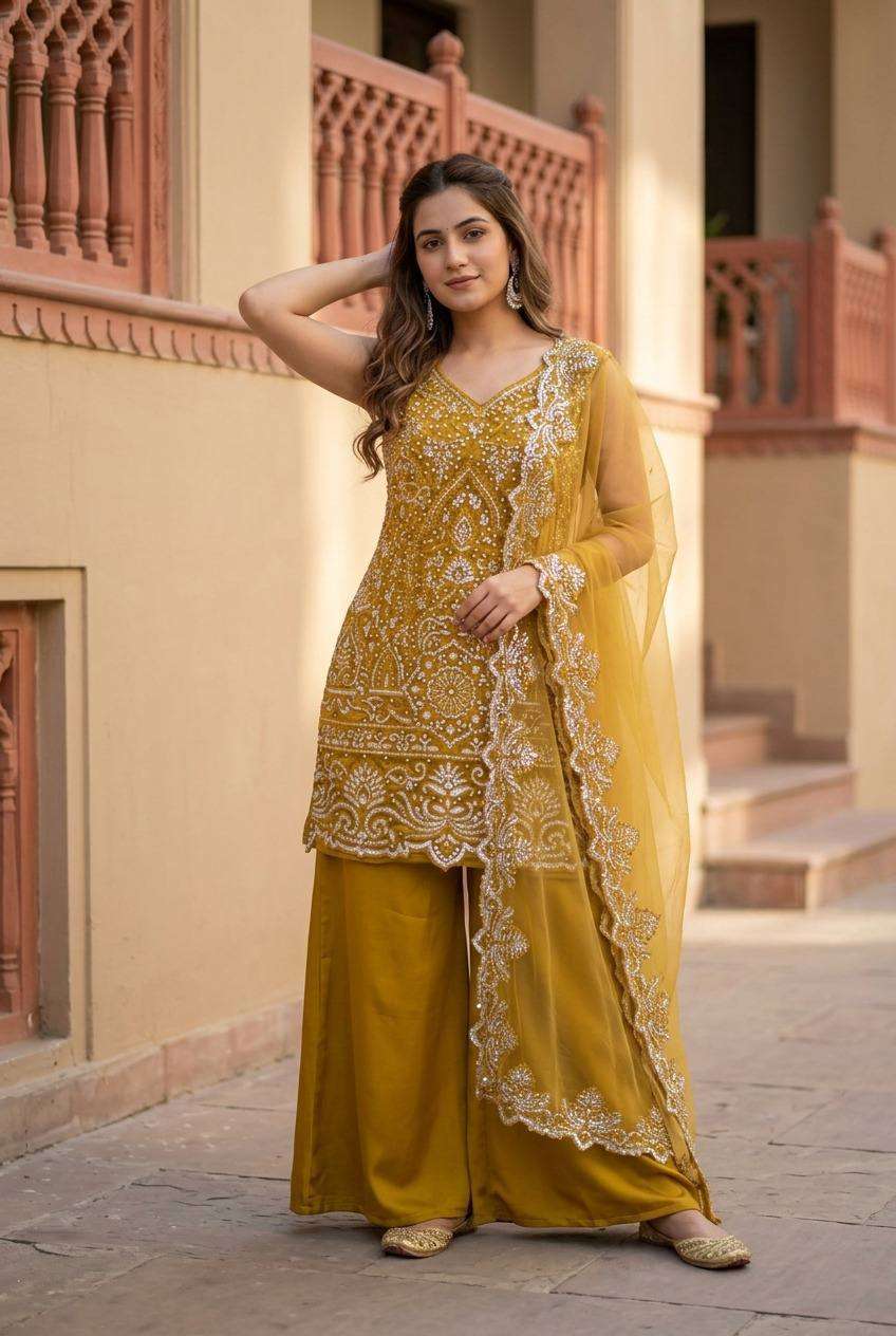 ST 203 Georgette Heavy Gorgeous Designer Readymade Suit — Wholesale Readymade Suit, Vardan Ethnic wholesale from Surat — view 13