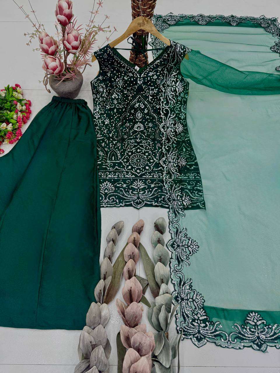 ST 203 Georgette Heavy Gorgeous Designer Readymade Suit — Wholesale Readymade Suit, Vardan Ethnic wholesale from Surat — view 12