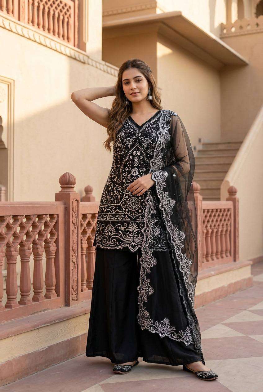ST 203 Georgette Heavy Gorgeous Designer Readymade Suit — Wholesale Readymade Suit, Vardan Ethnic wholesale from Surat — view 7