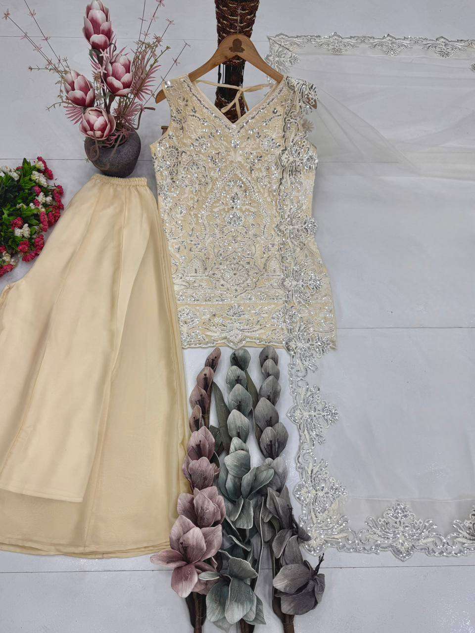 ST 203 Georgette Heavy Gorgeous Designer Readymade Suit — Wholesale Readymade Suit, Vardan Ethnic wholesale from Surat — view 2