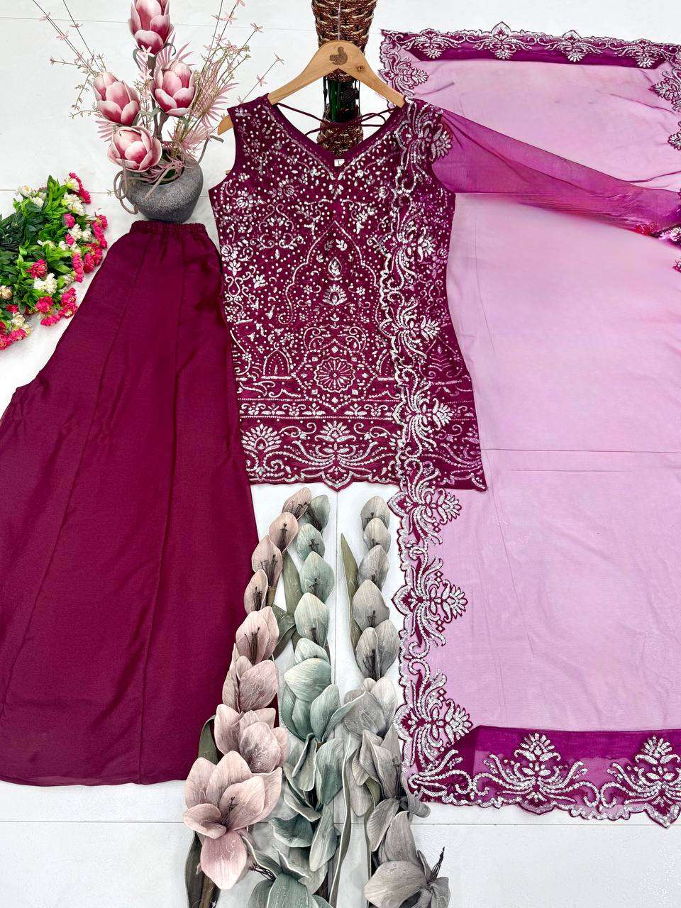 ST 203 Georgette Heavy Gorgeous Designer Readymade Suit — Wholesale Readymade Suit, Vardan Ethnic wholesale from Surat — view 16