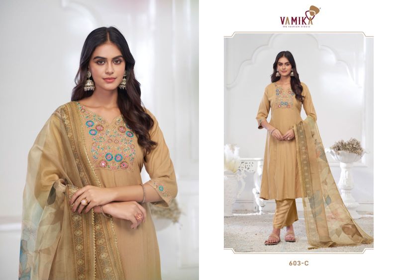 Vamika Inayat Vol 1 Rayon Hand Embroidered Salwar Kameez — Wholesale Kurtis, vamika wholesale from Surat — view 3