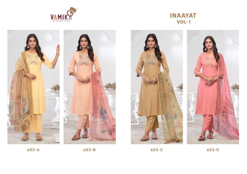 Vamika Inayat Vol 1 Rayon Hand Embroidered Salwar Kameez — Wholesale Kurtis, vamika wholesale from Surat — view 5