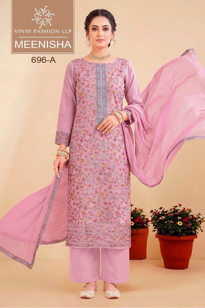 Vinay Kuleesh Meenisha Viscose Muslin Meenakari Worked Salwar Suit — Wholesale Designer Salwar Suits, Vinay Fashion wholesale from Surat — view 4