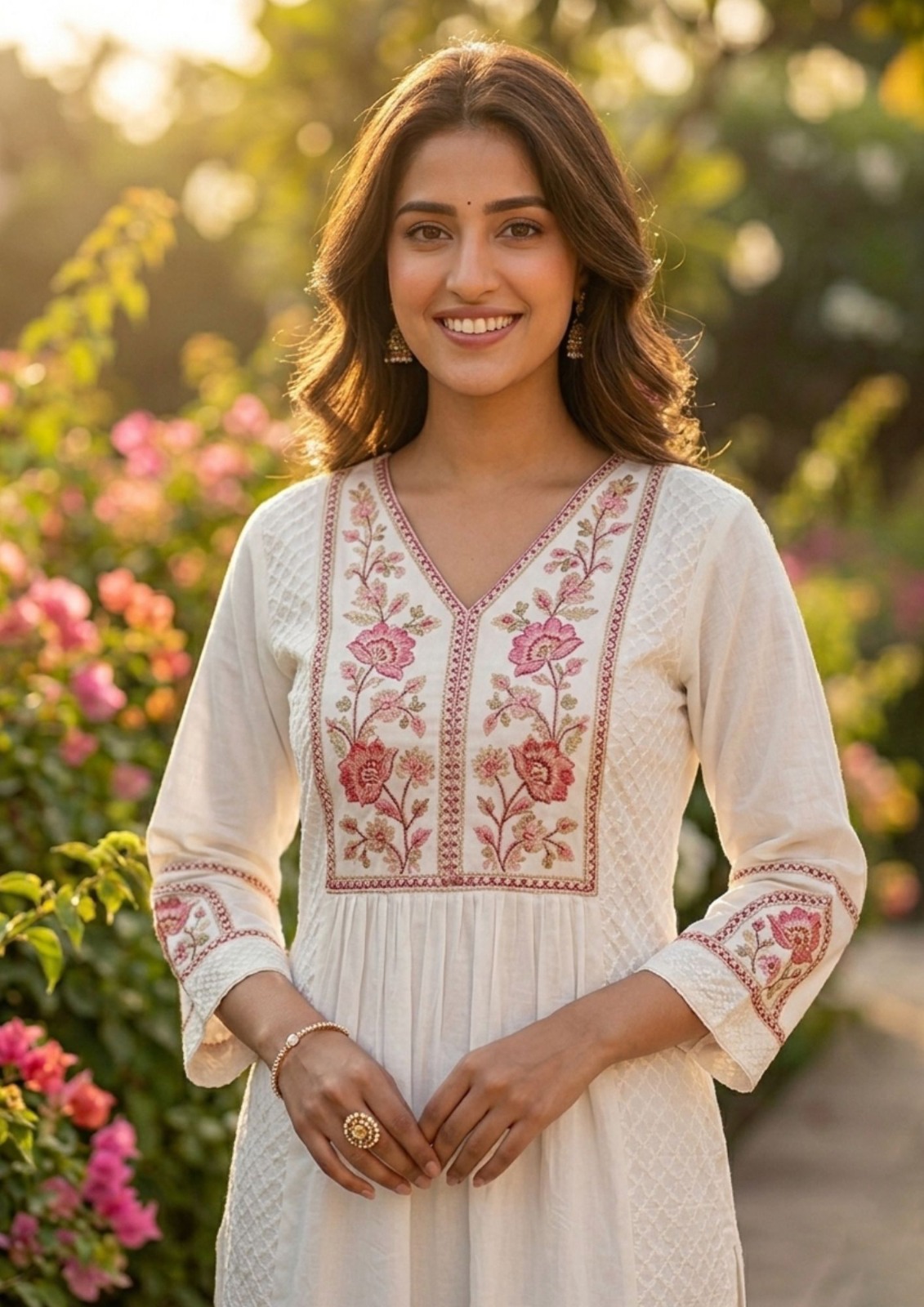 Vitara Ravina Cambric Cotton Embroidered Kurti With Bottom Dupatta Set — Wholesale Readymade Suit, Vitara Fashion wholesale from Surat — view 7