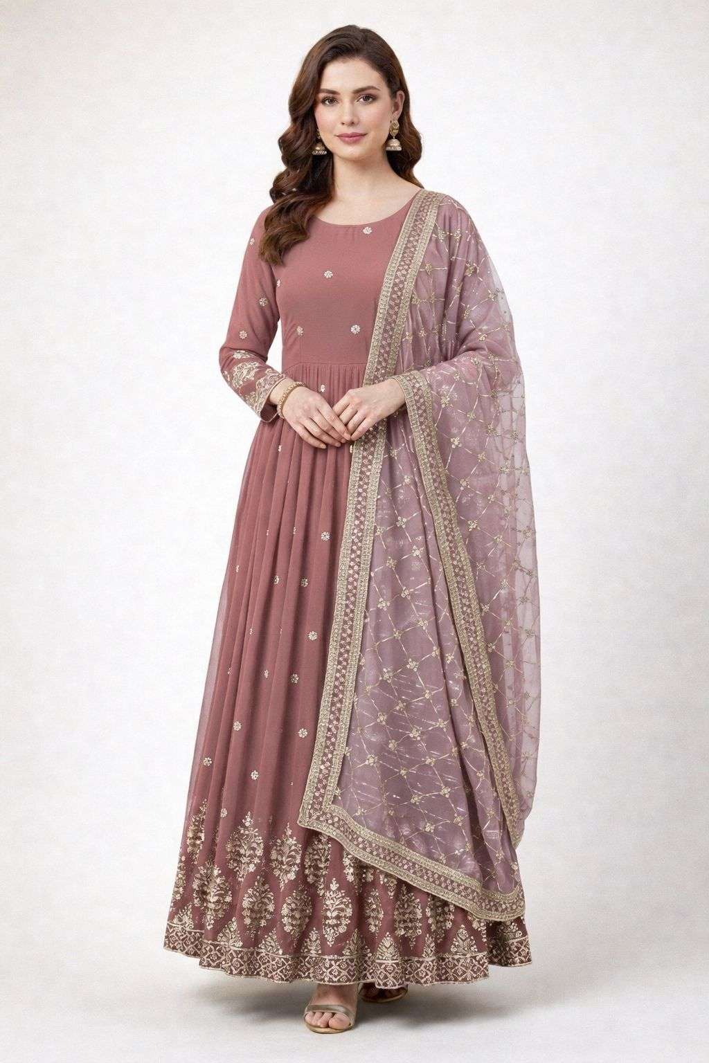 ZF 359 Georgette Designer Party Wear Anarkali Gown with Dupatta — Wholesale Readymade Suit, Vardan Ethnic wholesale from Surat — view 11