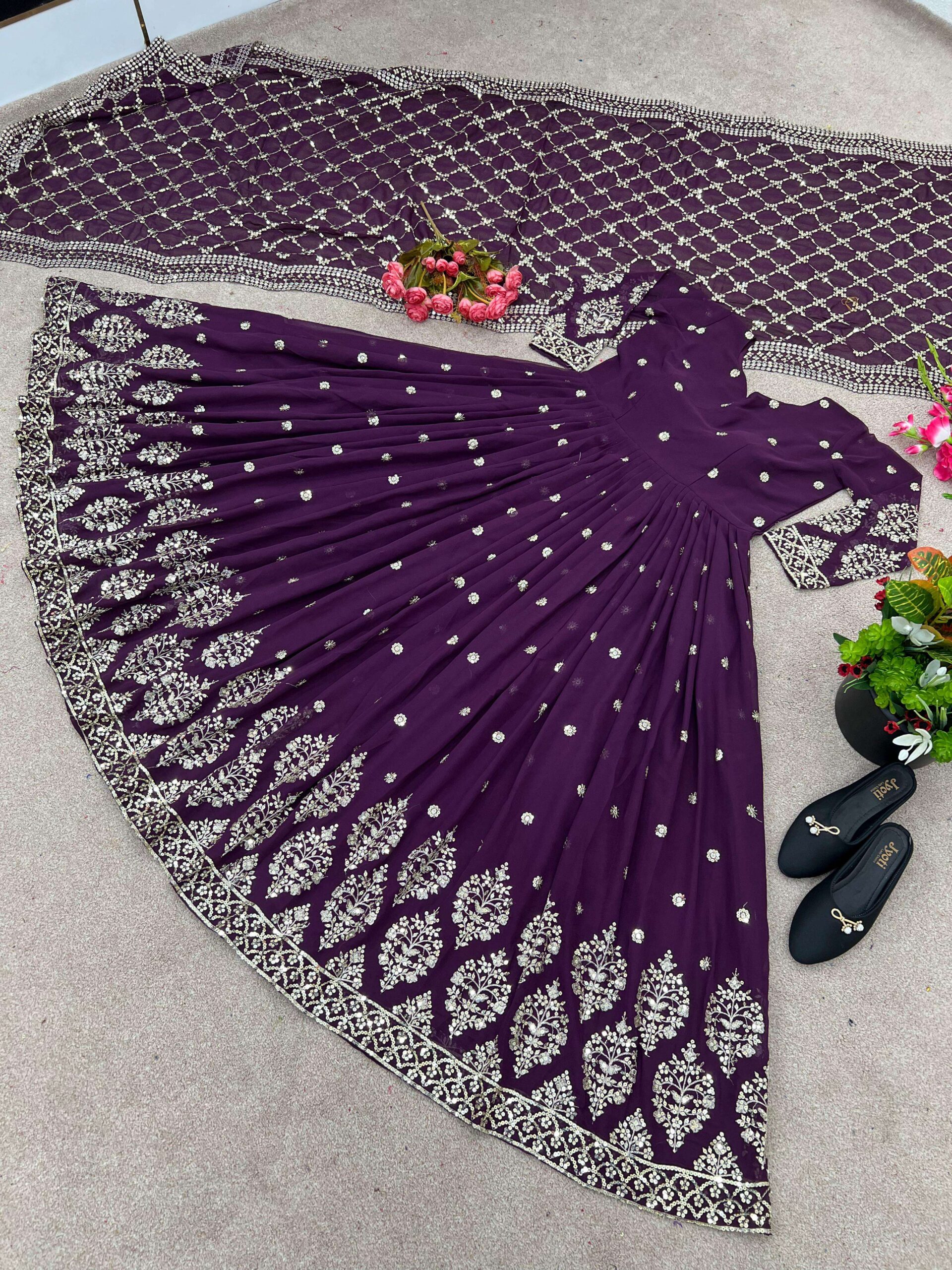 ZF 359 Georgette Designer Party Wear Anarkali Gown with Dupatta — Wholesale Readymade Suit, Vardan Ethnic wholesale from Surat — view 10