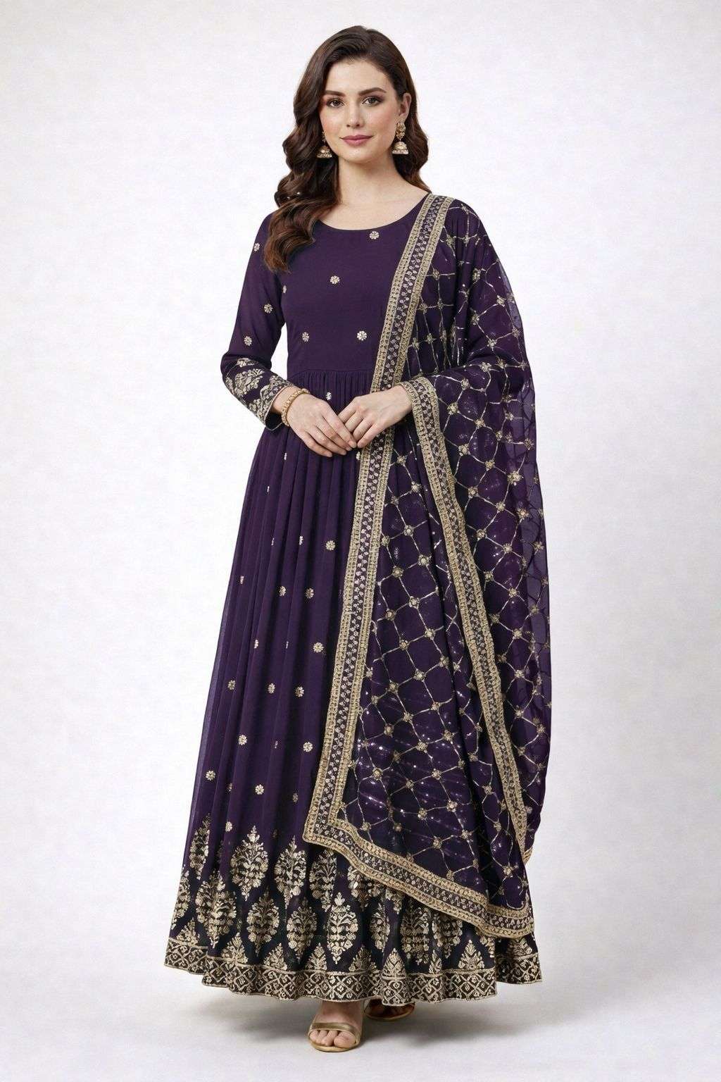 ZF 359 Georgette Designer Party Wear Anarkali Gown with Dupatta — Wholesale Readymade Suit, Vardan Ethnic wholesale from Surat — view 9