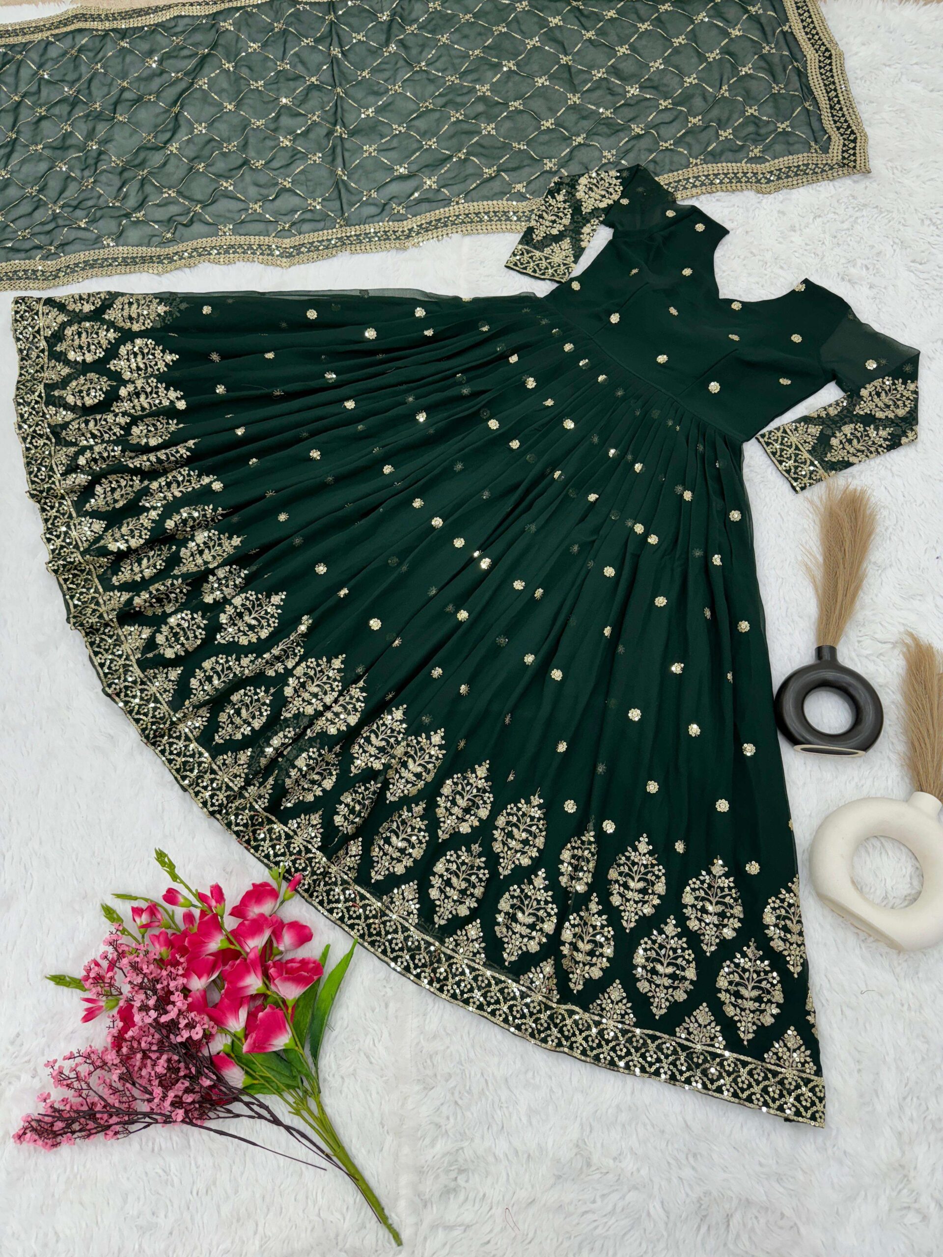ZF 359 Georgette Designer Party Wear Anarkali Gown with Dupatta — Wholesale Readymade Suit, Vardan Ethnic wholesale from Surat — view 4
