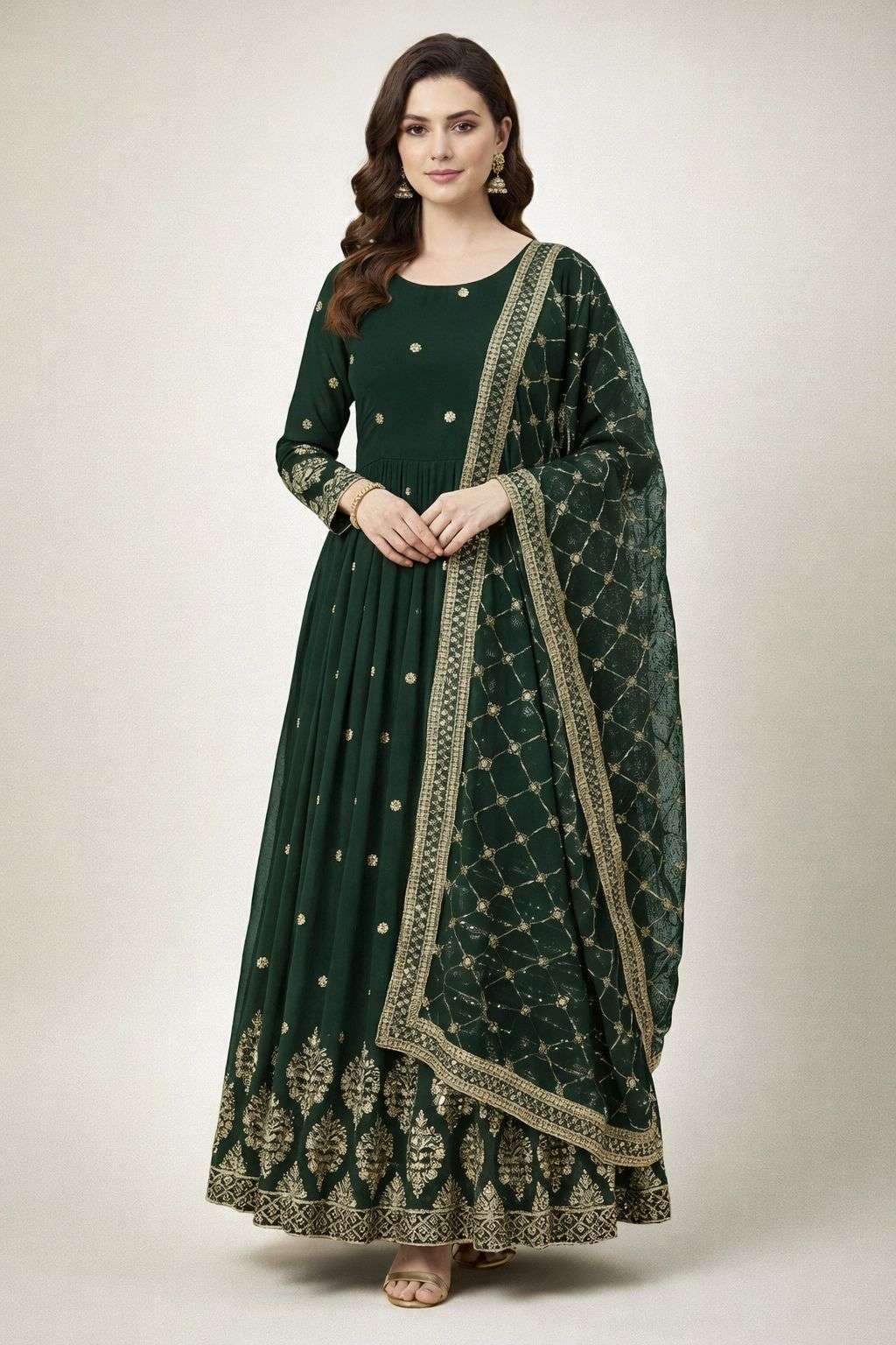 ZF 359 Georgette Designer Party Wear Anarkali Gown with Dupatta — Wholesale Readymade Suit, Vardan Ethnic wholesale from Surat — view 3
