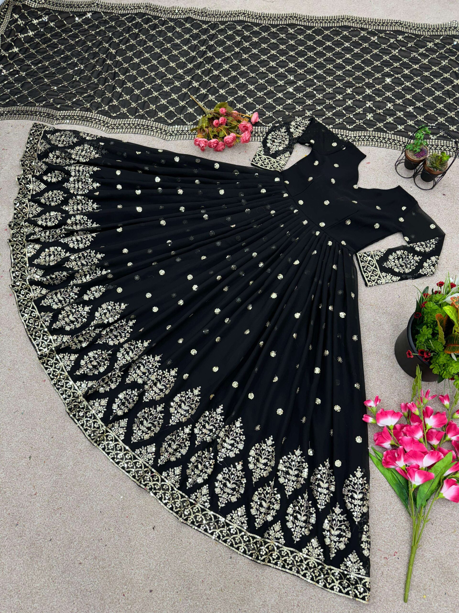 ZF 359 Georgette Designer Party Wear Anarkali Gown with Dupatta — Wholesale Readymade Suit, Vardan Ethnic wholesale from Surat — view 2