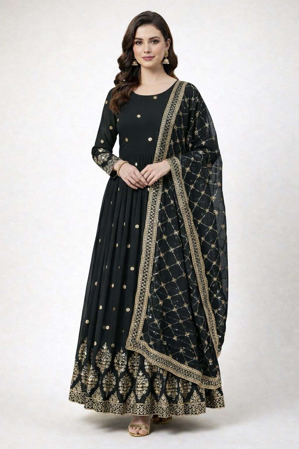 ZF 359 Georgette Designer Party Wear Anarkali Gown with Dupatta — Wholesale Readymade Suit, Vardan Ethnic wholesale from Surat — view 14