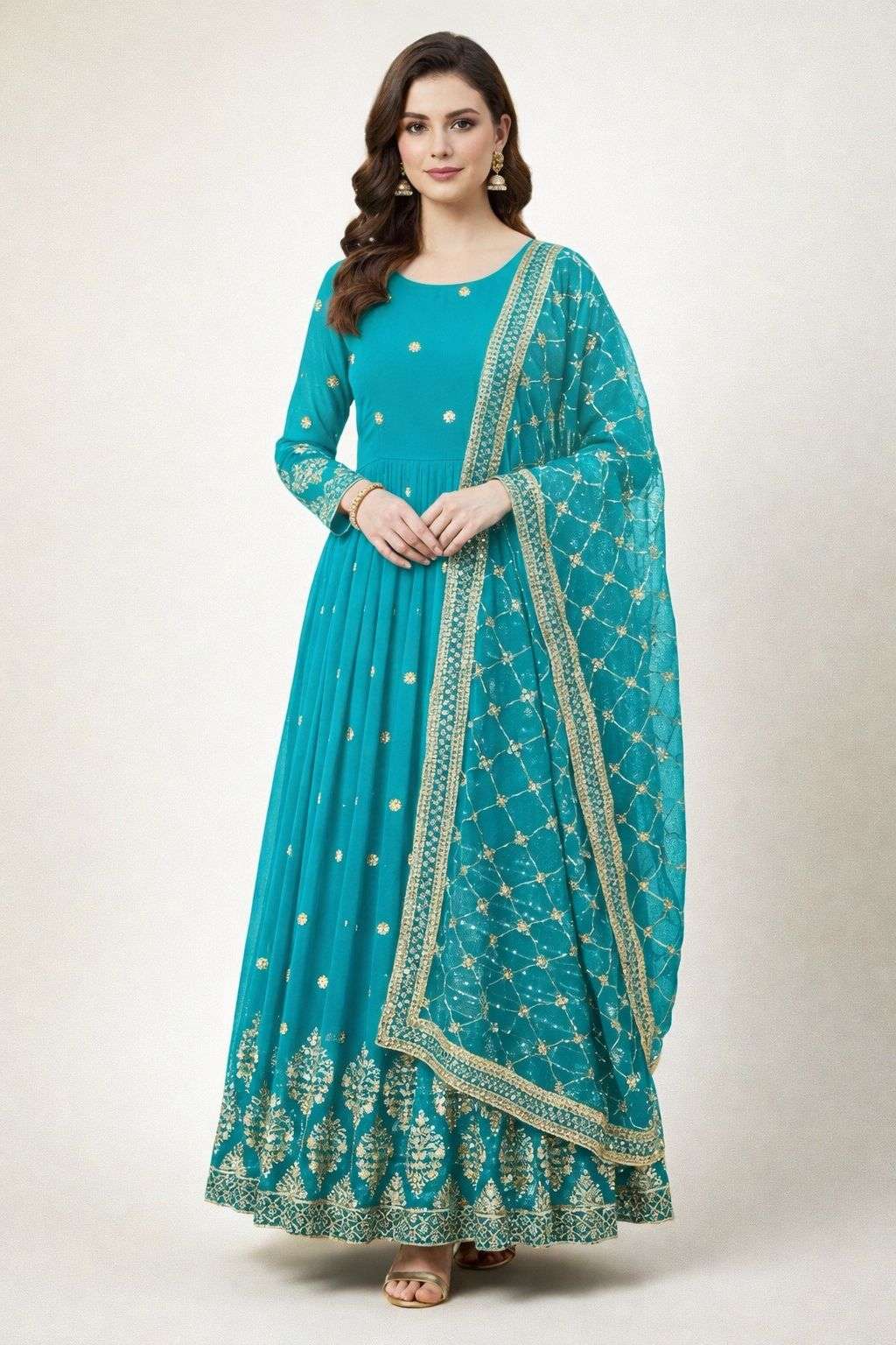 ZF 359 Georgette Designer Party Wear Anarkali Gown with Dupatta
