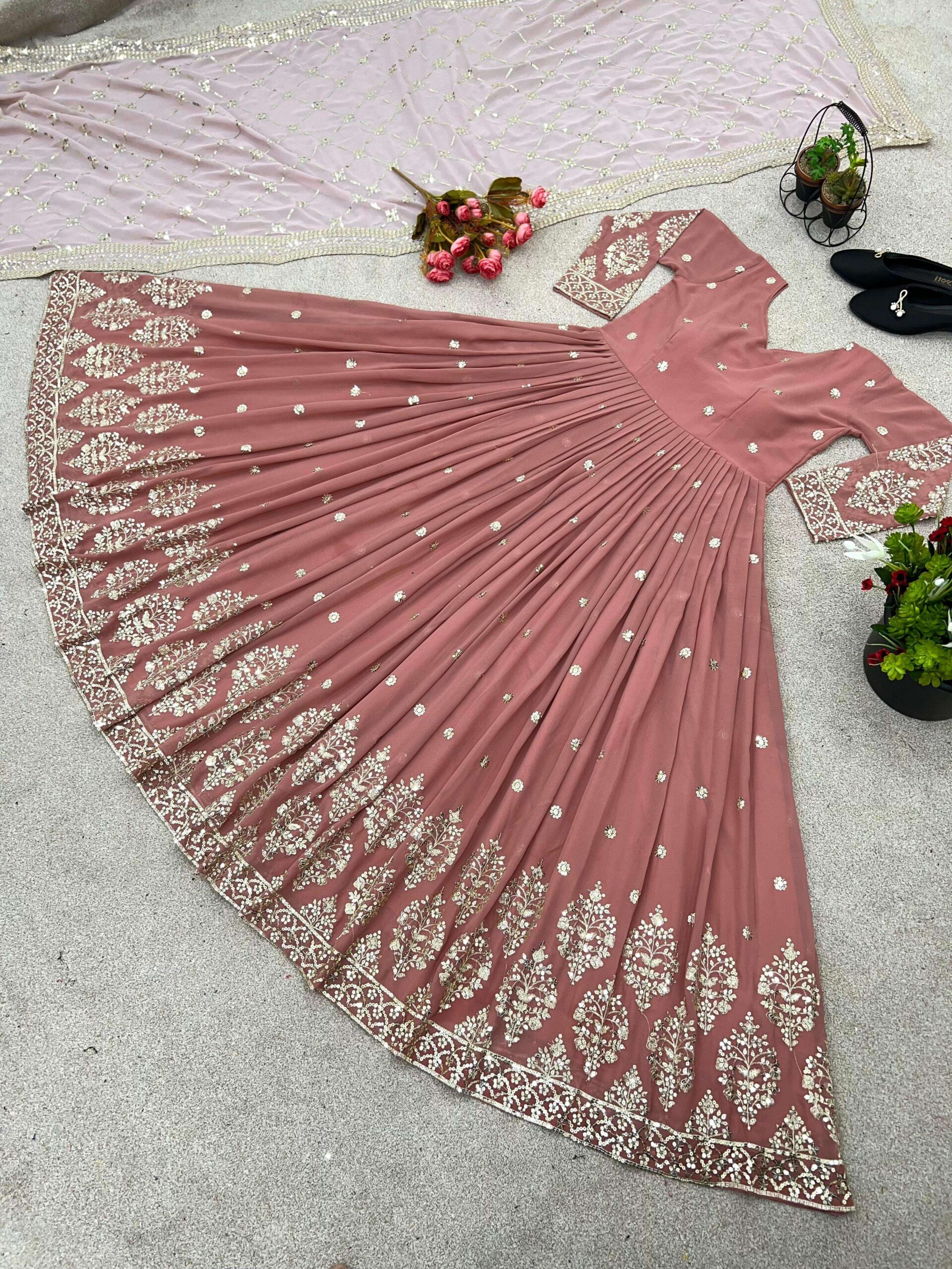 ZF 359 Georgette Designer Party Wear Anarkali Gown with Dupatta — Wholesale Readymade Suit, Vardan Ethnic wholesale from Surat — view 12