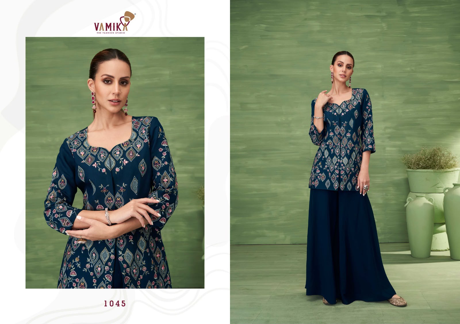 Vamika Jalwa Roman Silk Embroidery With Handwork Co Ord Set — Wholesale Salwar Suits, vamika wholesale from Surat — view 2