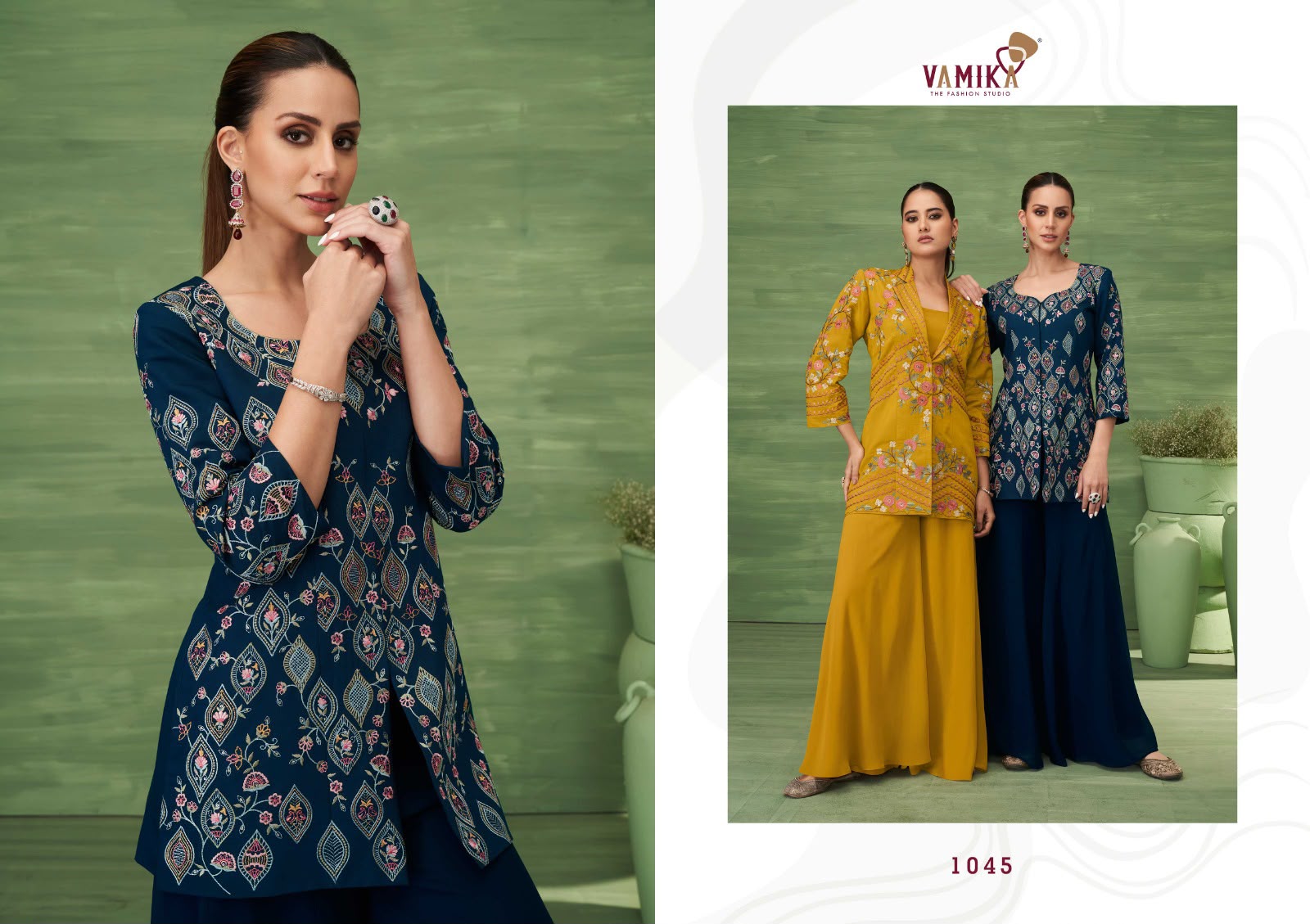 Vamika Jalwa Roman Silk Embroidery With Handwork Co Ord Set — Wholesale Salwar Suits, vamika wholesale from Surat — view 3