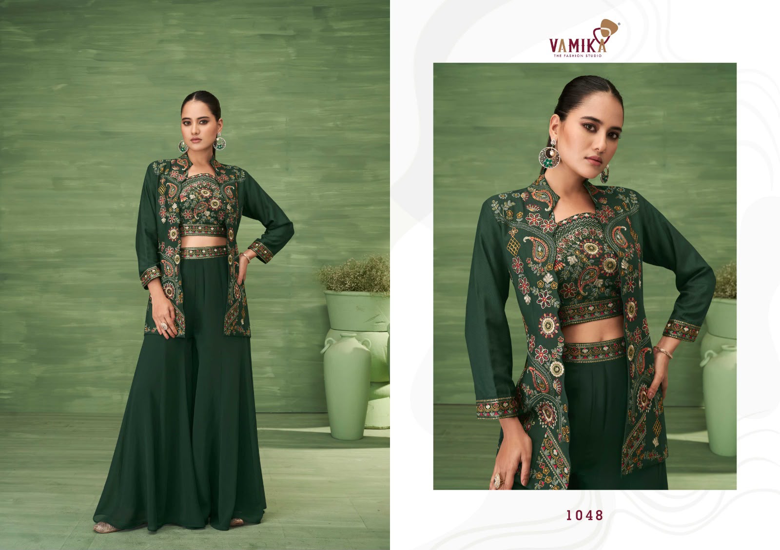 Vamika Jalwa Roman Silk Embroidery With Handwork Co Ord Set — Wholesale Salwar Suits, vamika wholesale from Surat — view 5