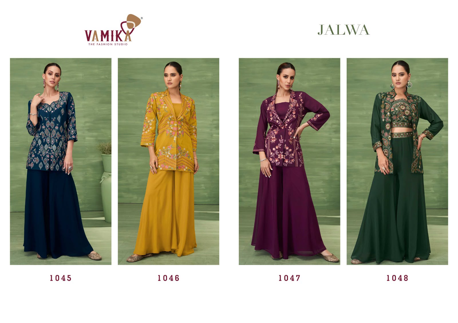 Vamika Jalwa Roman Silk Embroidery With Handwork Co Ord Set — Wholesale Salwar Suits, vamika wholesale from Surat — view 6