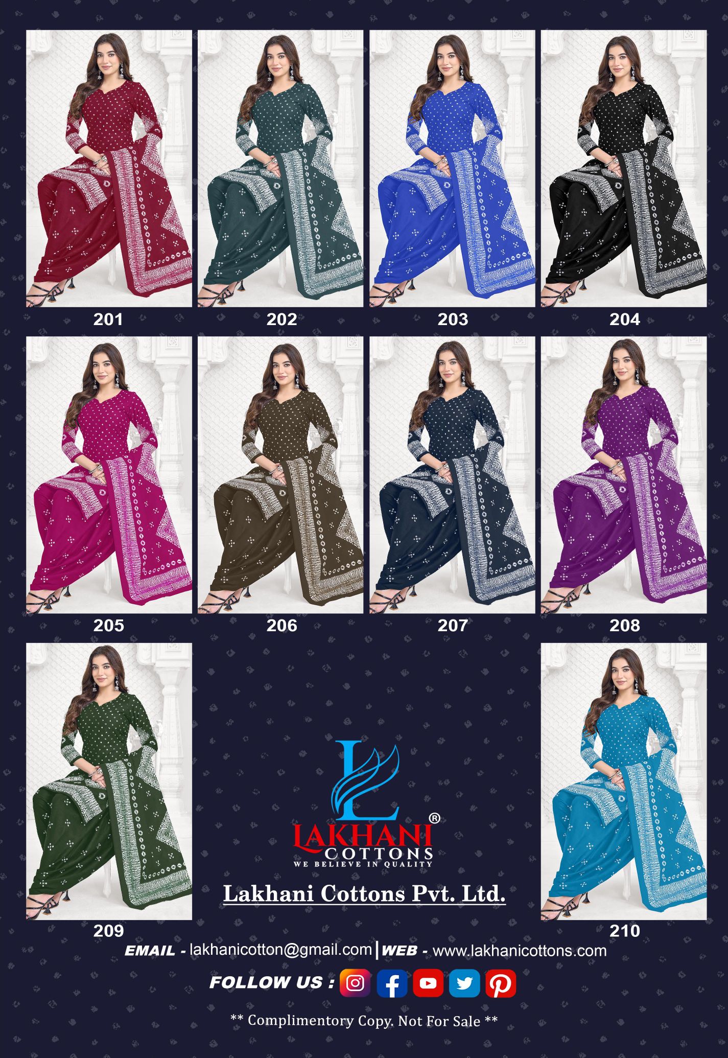 Lakhani Dilsad Bandhani Vol 02 Cotton Printed Fancy Dress Material Catalog — Wholesale Cotton Kurti Pant Set, Vardan Ethnic wholesale from Surat — view 9