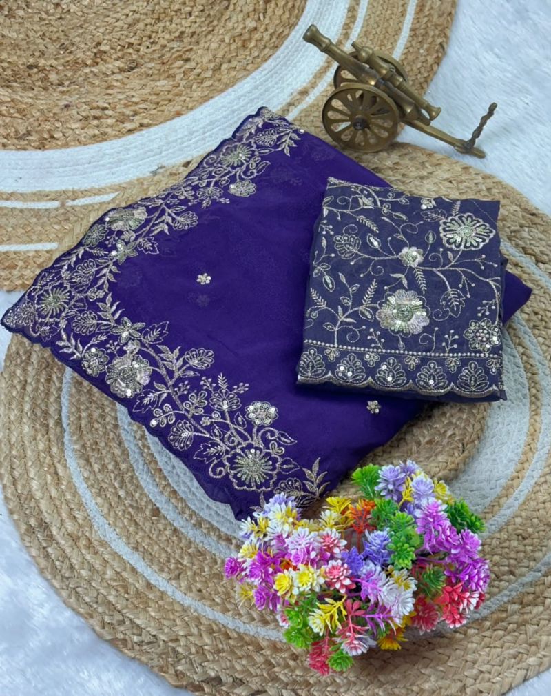 Vt 882 T Star Georgette Embroidery Zari Worked Saree Catalog — Wholesale Sarees, Vardan Ethnic wholesale from Surat — view 9