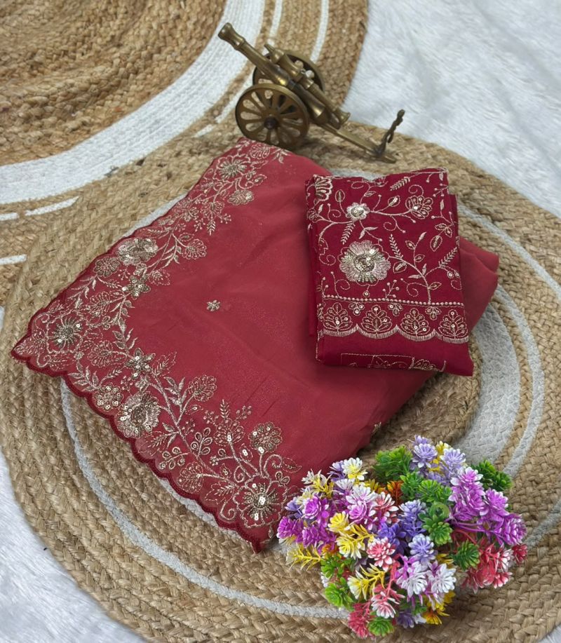 Vt 882 T Star Georgette Embroidery Zari Worked Saree Catalog — Wholesale Sarees, Vardan Ethnic wholesale from Surat — view 11