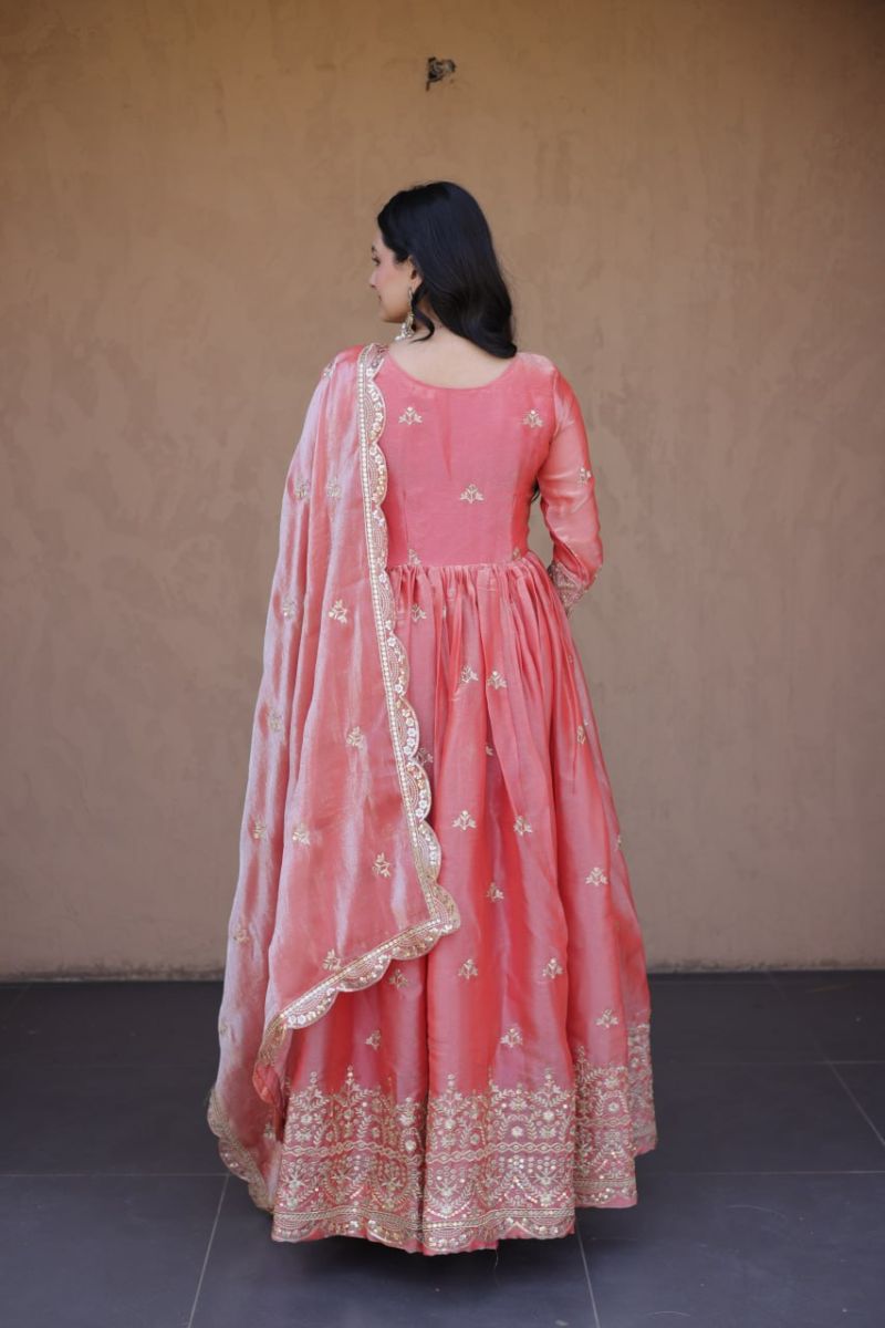 Ka 1260 Fendi Silk Heavy Sequins Embroidered Gown With Dupatta Set — Wholesale Kurtis, MPA wholesale from Surat — view 6