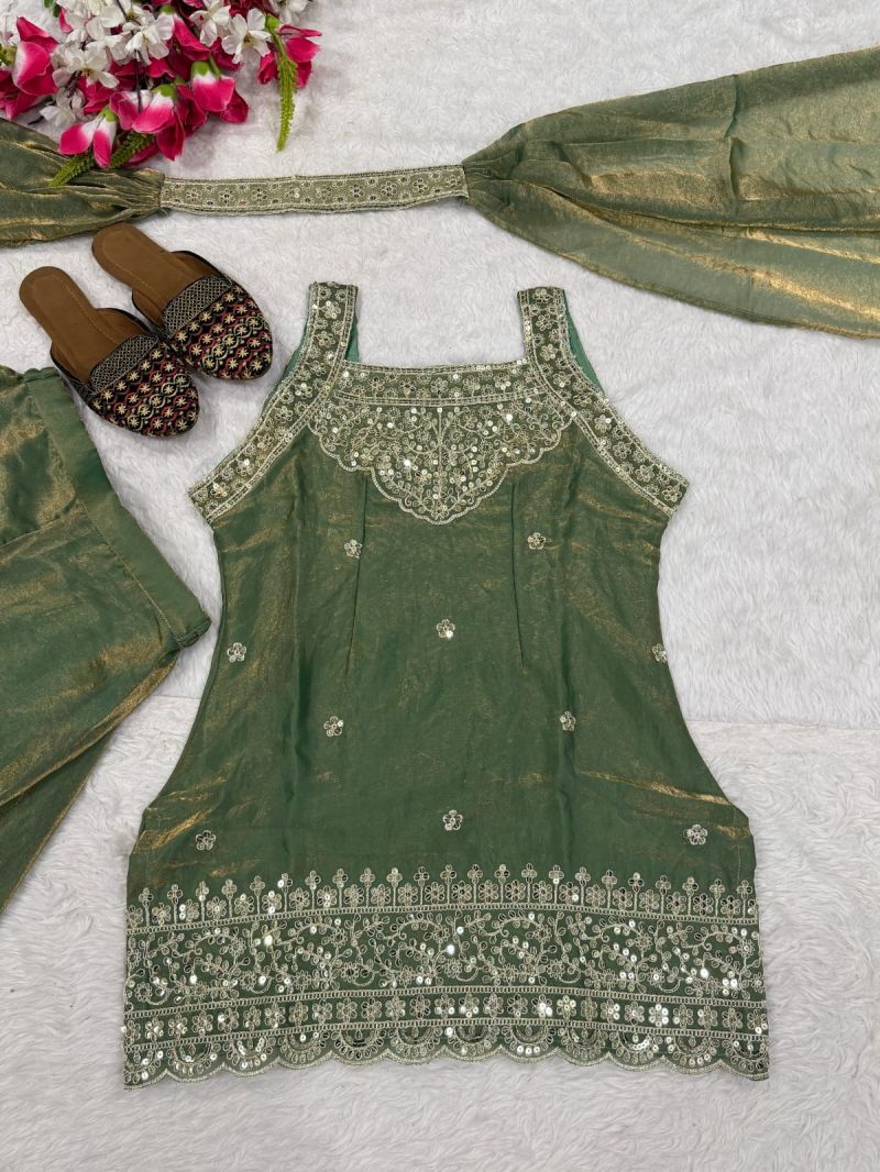 Md 1121 Fandy Silk Sequence Embroidery Readymade Salwar Suit — Wholesale Readymade Suit, Vardan Ethnic wholesale from Surat — view 5