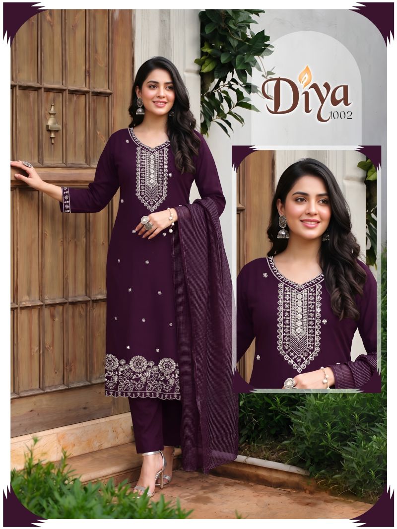 Diya Vol 6 Roman Silk Embroidered Kurti With Bottom Dupatta Set — Wholesale Kurtis, MPA wholesale from Surat — view 3