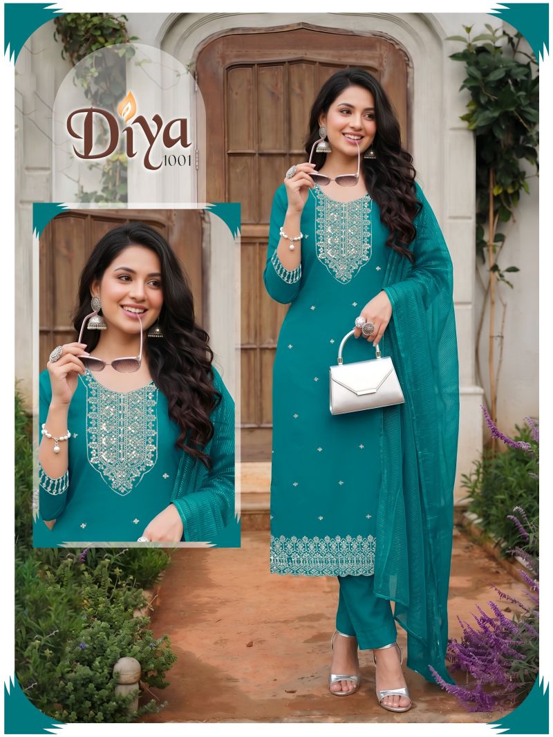Diya Vol 6 Roman Silk Embroidered Kurti With Bottom Dupatta Set — Wholesale Kurtis, MPA wholesale from Surat — view 2