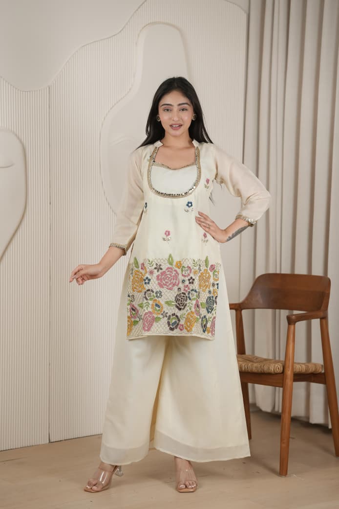 Rd 1126 Cosmos Handworked Designer Top With Bottom Set — Wholesale Designer Salwar Suits, MPA wholesale from Surat — view 3