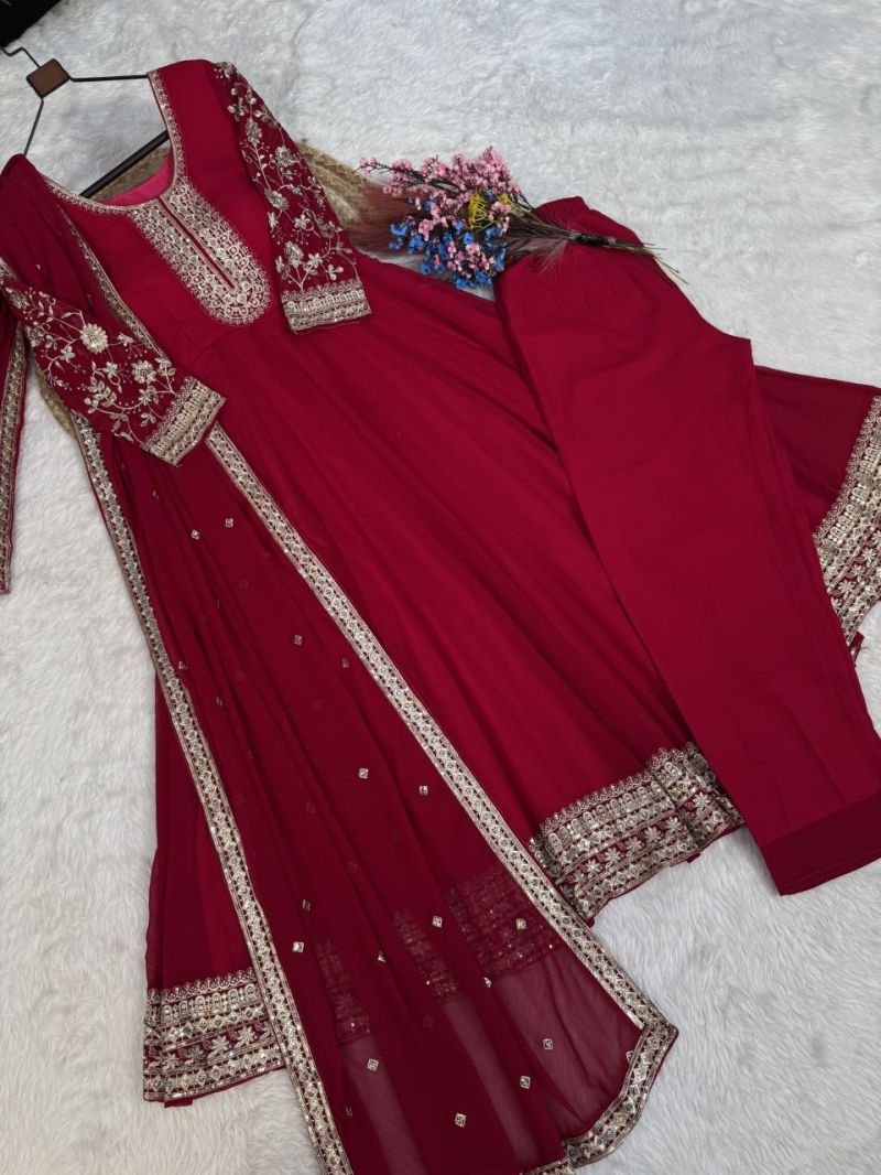 Ka 1253 Faux Georgette Sequins Embroidered Gown  Dupatta Set — Wholesale Kurtis, MPA wholesale from Surat — view 2