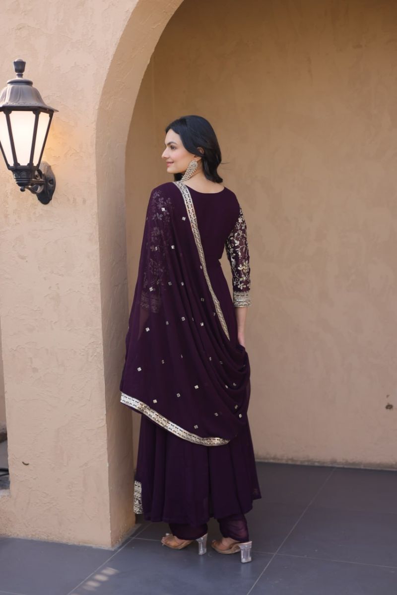 Ka 1253 Faux Georgette Sequins Embroidered Gown  Dupatta Set — Wholesale Kurtis, MPA wholesale from Surat — view 5