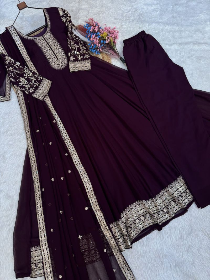 Ka 1253 Faux Georgette Sequins Embroidered Gown  Dupatta Set — Wholesale Kurtis, MPA wholesale from Surat — view 4