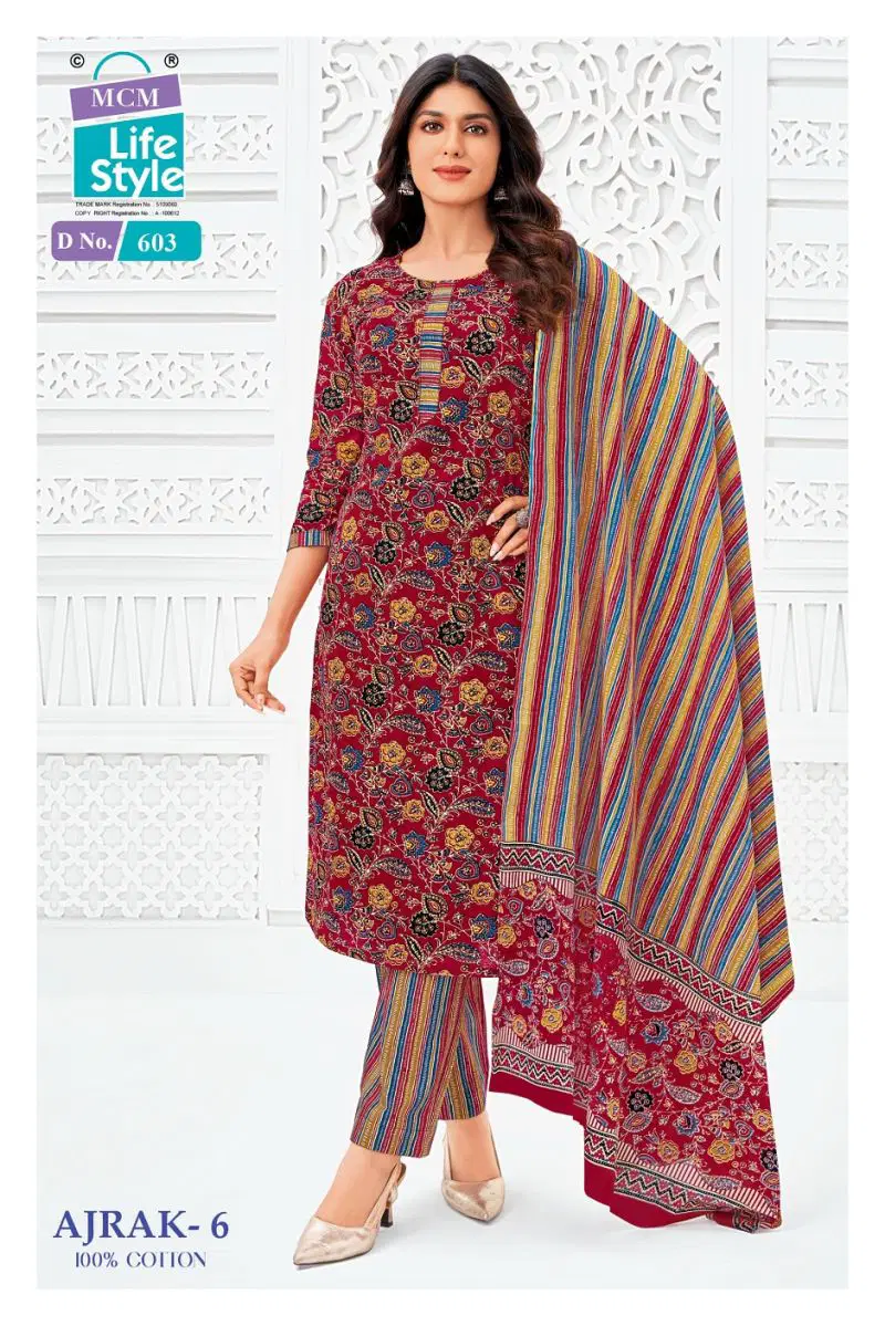 Mcm Ajrak Vol 6 Cotton Printed Kurti Pant With Dupatta Set — Wholesale, MCM Lifestyle wholesale from Surat — view 10