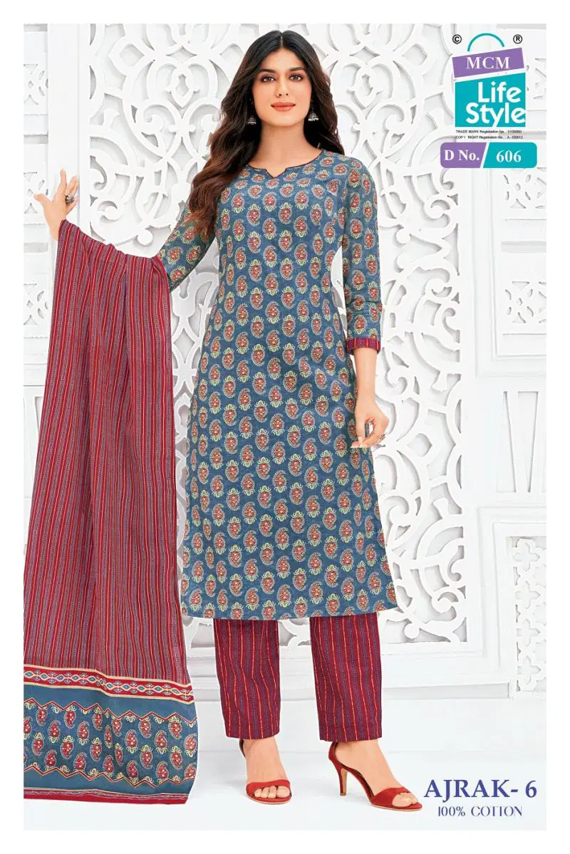 Mcm Ajrak Vol 6 Cotton Printed Kurti Pant With Dupatta Set — Wholesale, MCM Lifestyle wholesale from Surat — view 9