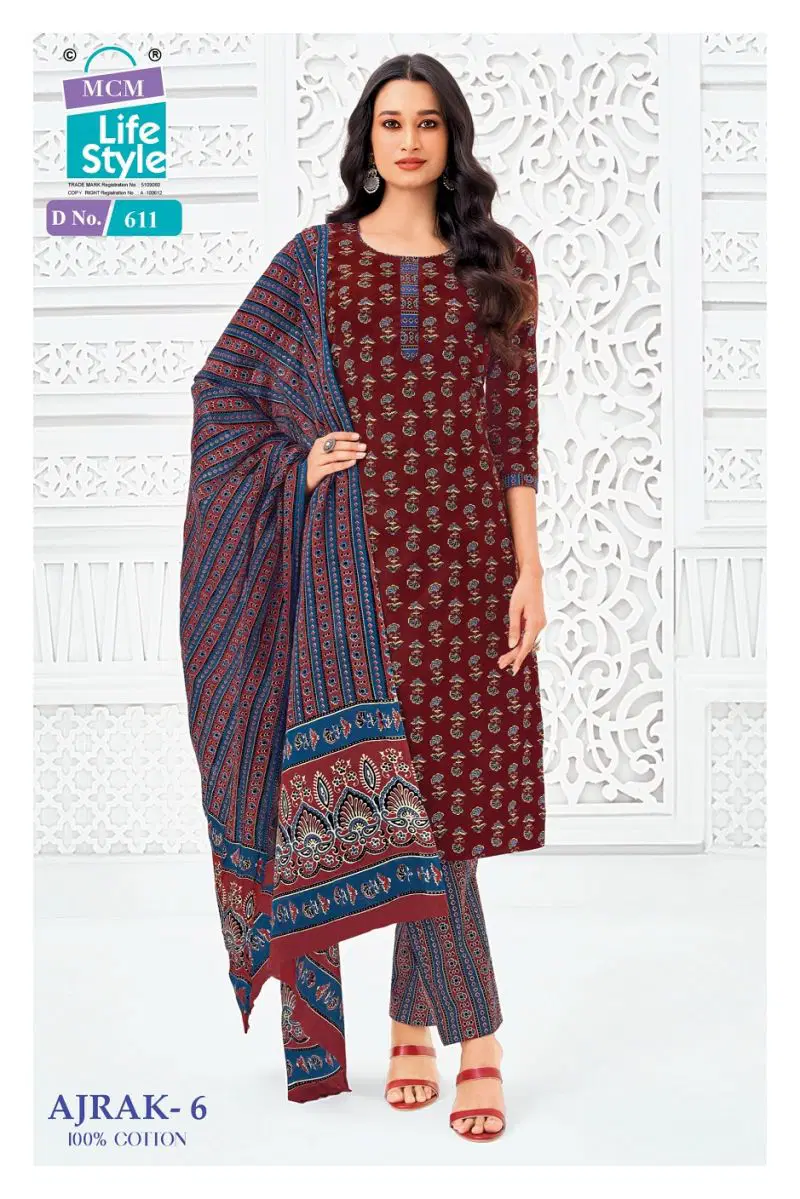 Mcm Ajrak Vol 6 Cotton Printed Kurti Pant With Dupatta Set — Wholesale, MCM Lifestyle wholesale from Surat — view 4