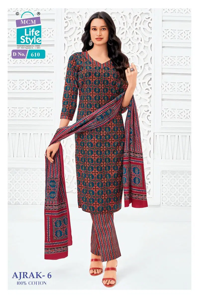 Mcm Ajrak Vol 6 Cotton Printed Kurti Pant With Dupatta Set