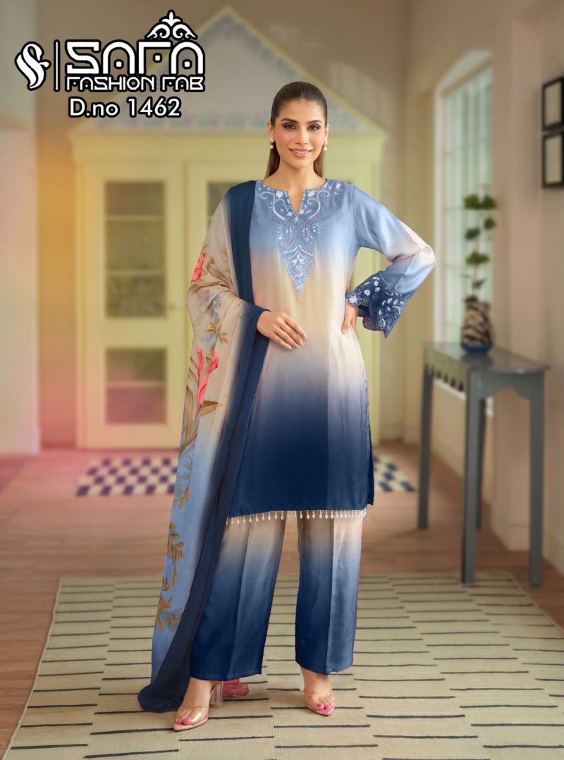 Safa Fashion Fab 1462 Satin Digital Printed Salwar Suit Set — Wholesale Readymade Suit, Safa Fashion wholesale from Surat — view 3