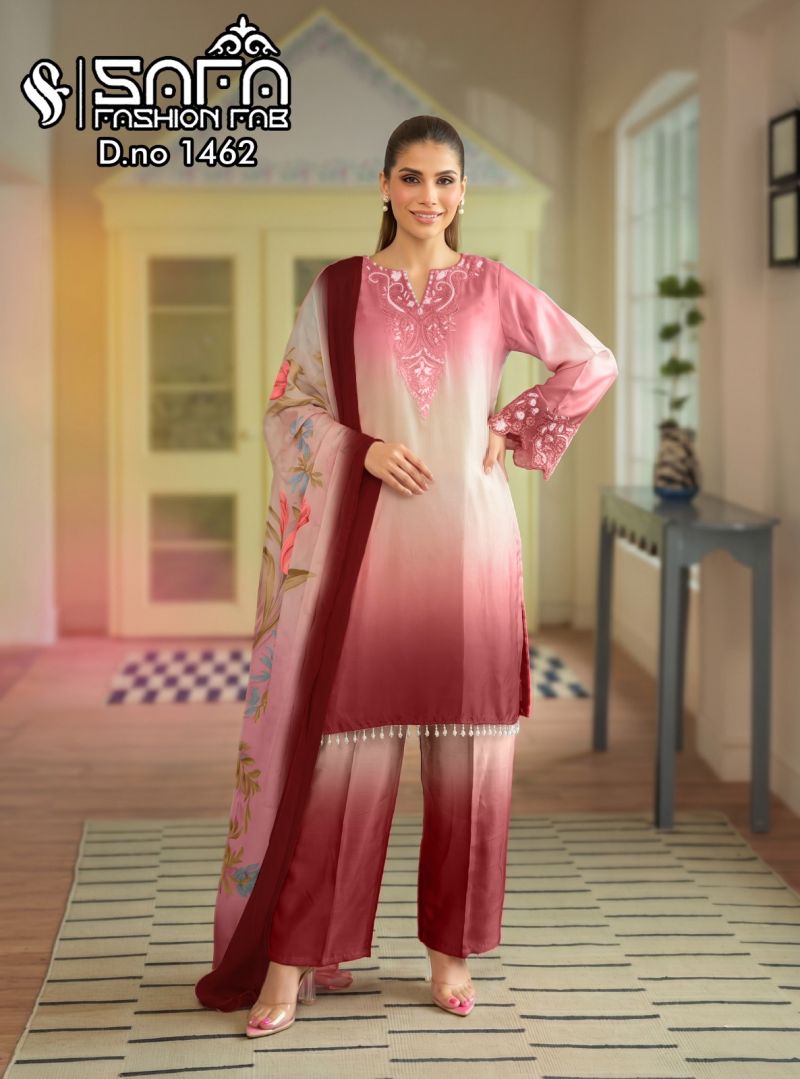 Safa Fashion Fab 1462 Satin Digital Printed Salwar Suit Set — Wholesale Readymade Suit, Safa Fashion wholesale from Surat — view 2