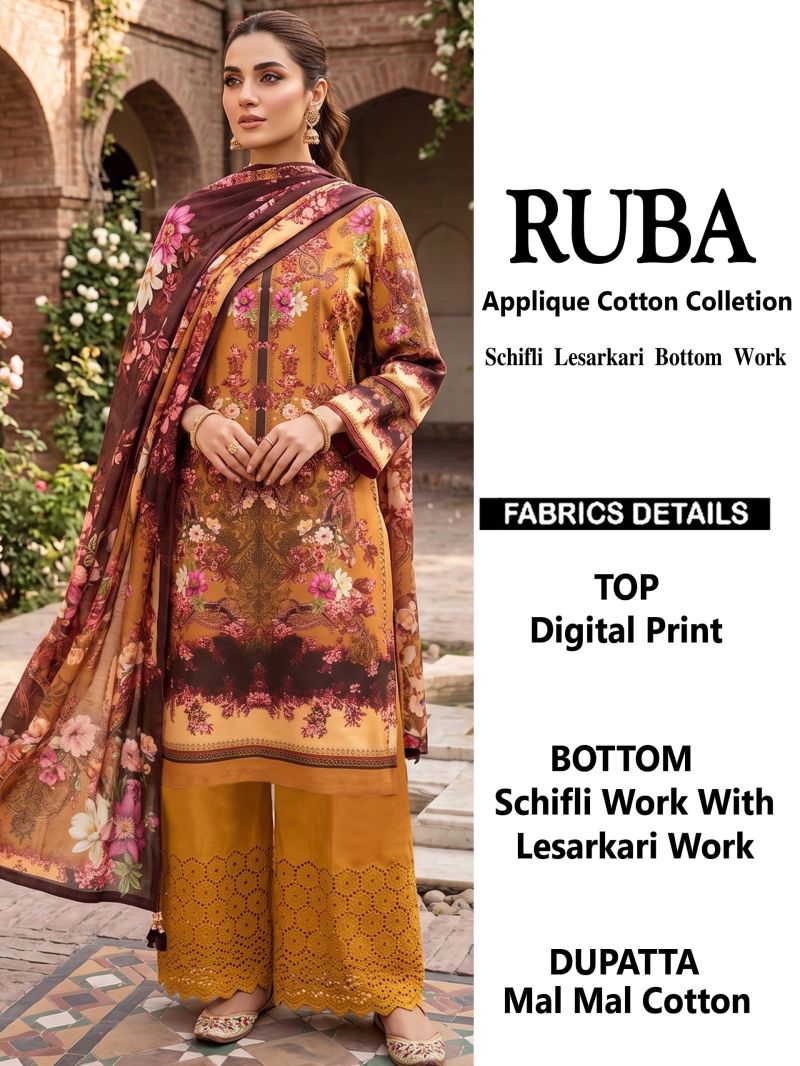 Al Karam Ruba Cotton Printed Dress Material Catalog — Wholesale, Vardan Ethnic wholesale from Surat — view 3