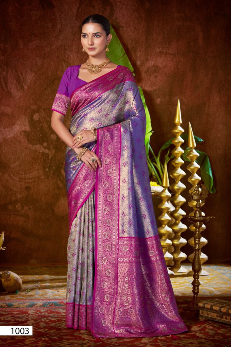 Saroj Niharika Silk Saroski Vol 6 Kanjivaram Silk Saree Catalouge — Wholesale Sarees, Saroj Saree wholesale from Surat — view 5