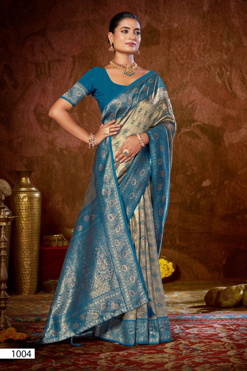 Saroj Niharika Silk Saroski Vol 6 Kanjivaram Silk Saree Catalouge — Wholesale Sarees, Saroj Saree wholesale from Surat — view 4