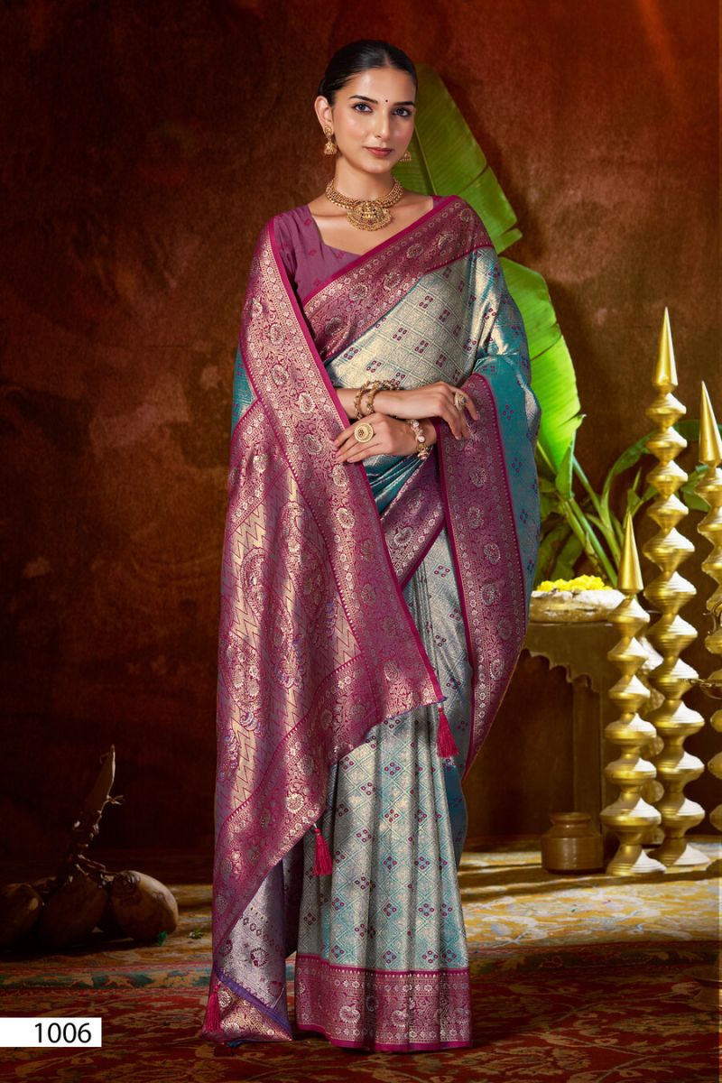 Saroj Niharika Silk Saroski Vol 6 Kanjivaram Silk Saree Catalouge — Wholesale Sarees, Saroj Saree wholesale from Surat — view 3