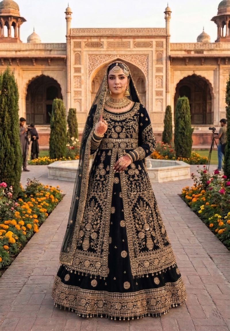 Kb Series 8103 Velvet Embroidered Designer Bridal Lehenga Choli Set — Wholesale Lehenga, Vardan Ethnic wholesale from Surat — view 5