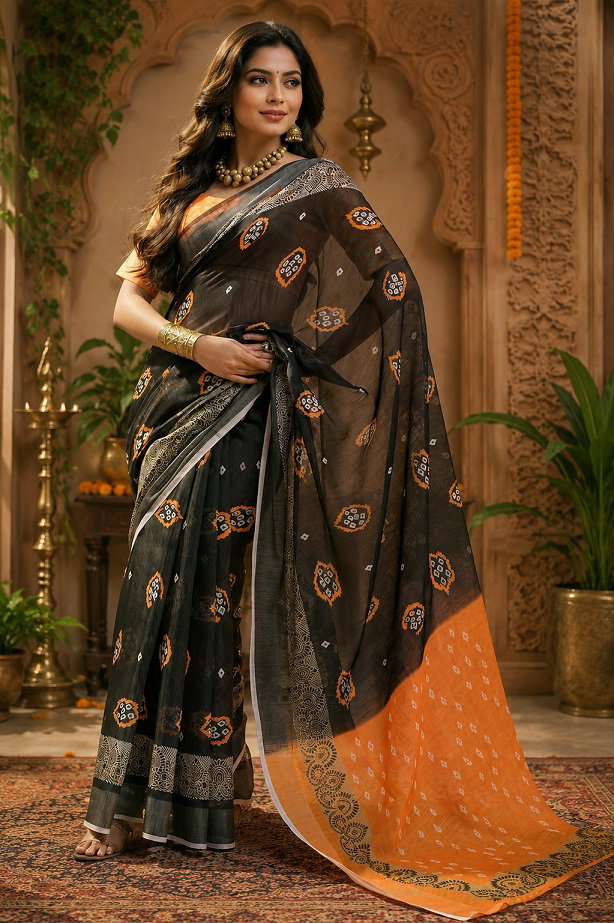 Meera 348 Linen Digital Printed Saree Catalog — Wholesale, Vardan Ethnic wholesale from Surat — view 2