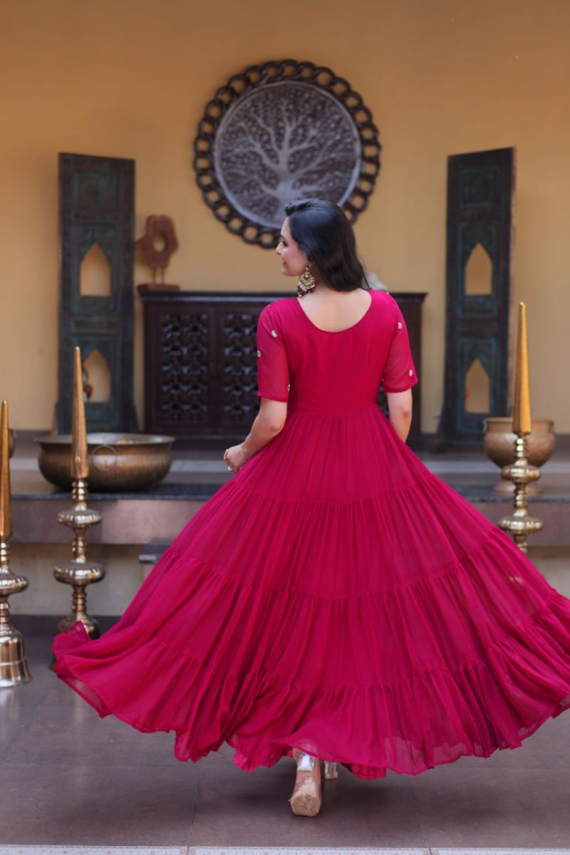 Ka 1255 Faux Blooming Sequins Zari Embroidered Gown — Wholesale Kurtis, Vardan Ethnic wholesale from Surat — view 6