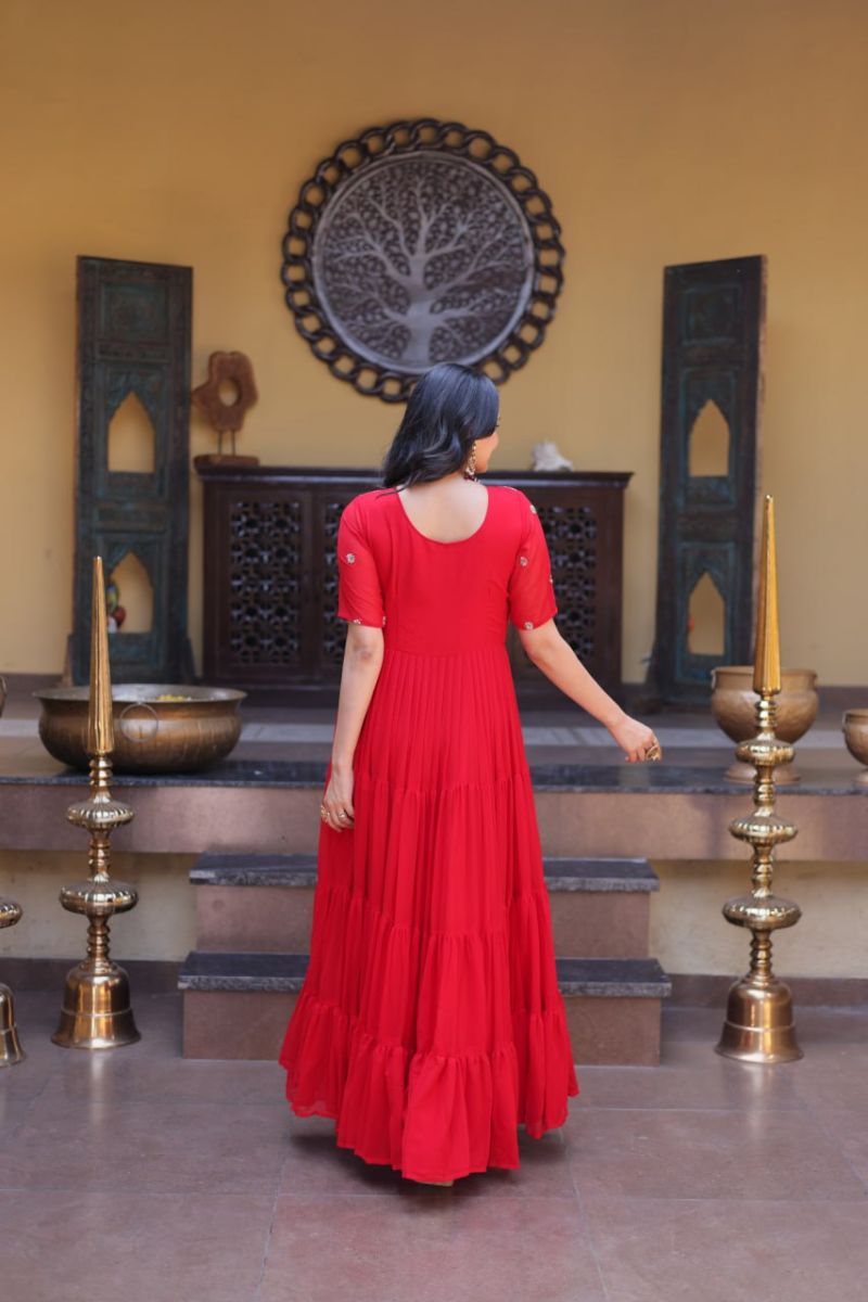 Ka 1255 Faux Blooming Sequins Zari Embroidered Gown — Wholesale Kurtis, Vardan Ethnic wholesale from Surat — view 2